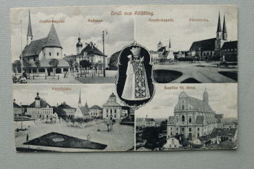 AK Gruss aus Altötting / 1939 / Mehrbildkarte / Gnadenkapelle / Rathaus / Pfarrkirche / Kapellplatz / Basilika St Anna